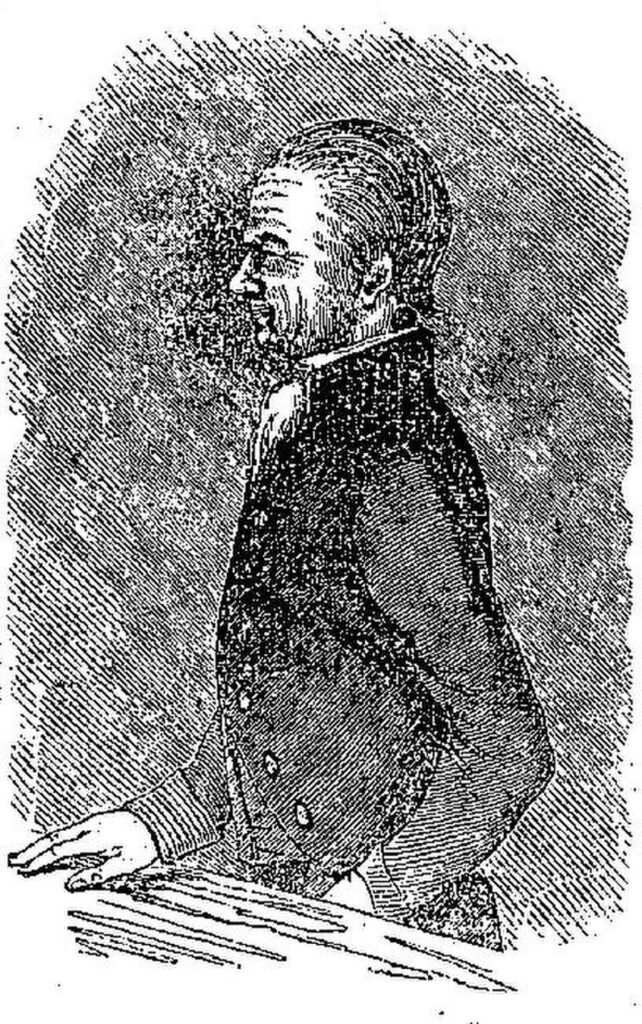 Gravura história de John Tawell no dia de seu julgamento.