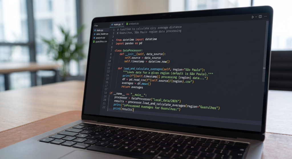 Tela de notebook exibindo código Python em modo escuro focado na criação de inteligência artificial.