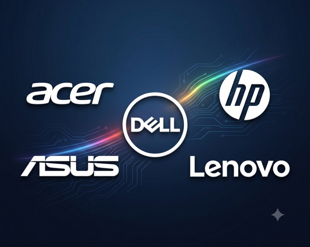 Fabricantes parceiros do Googlebook: Acer, ASUS, Dell, HP e Lenovo apresentam notebooks com IA Google.