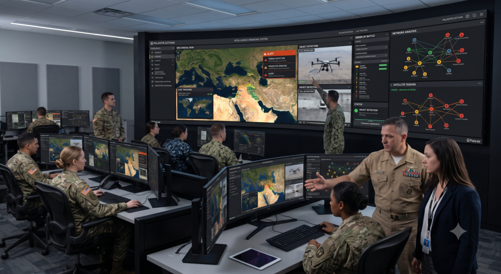 Interface do sistema Palantir Gotham usada por agências de inteligência e defesa militar dos EUA