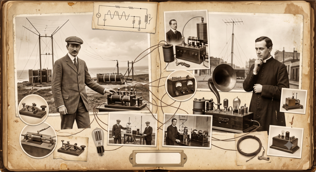 Guglielmo Marconi e Padre Roberto Landell de Moura, inventores pioneiros da rádio comunicação