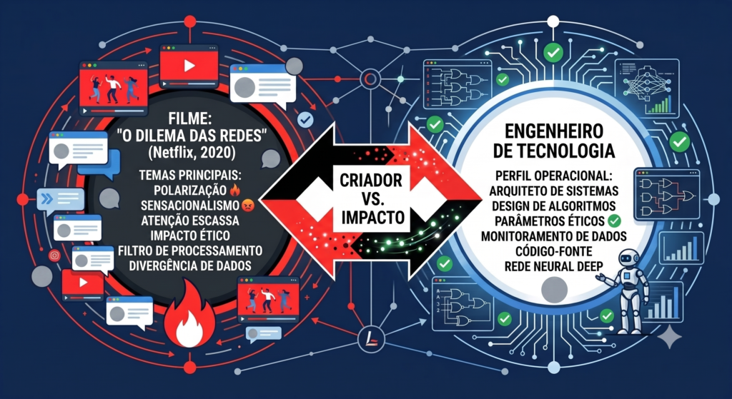 Representação do documentário The Social Dilemma e do movimento de ética tecnológica liderado por Tristan Harris.
